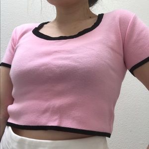 Pink knit crop top